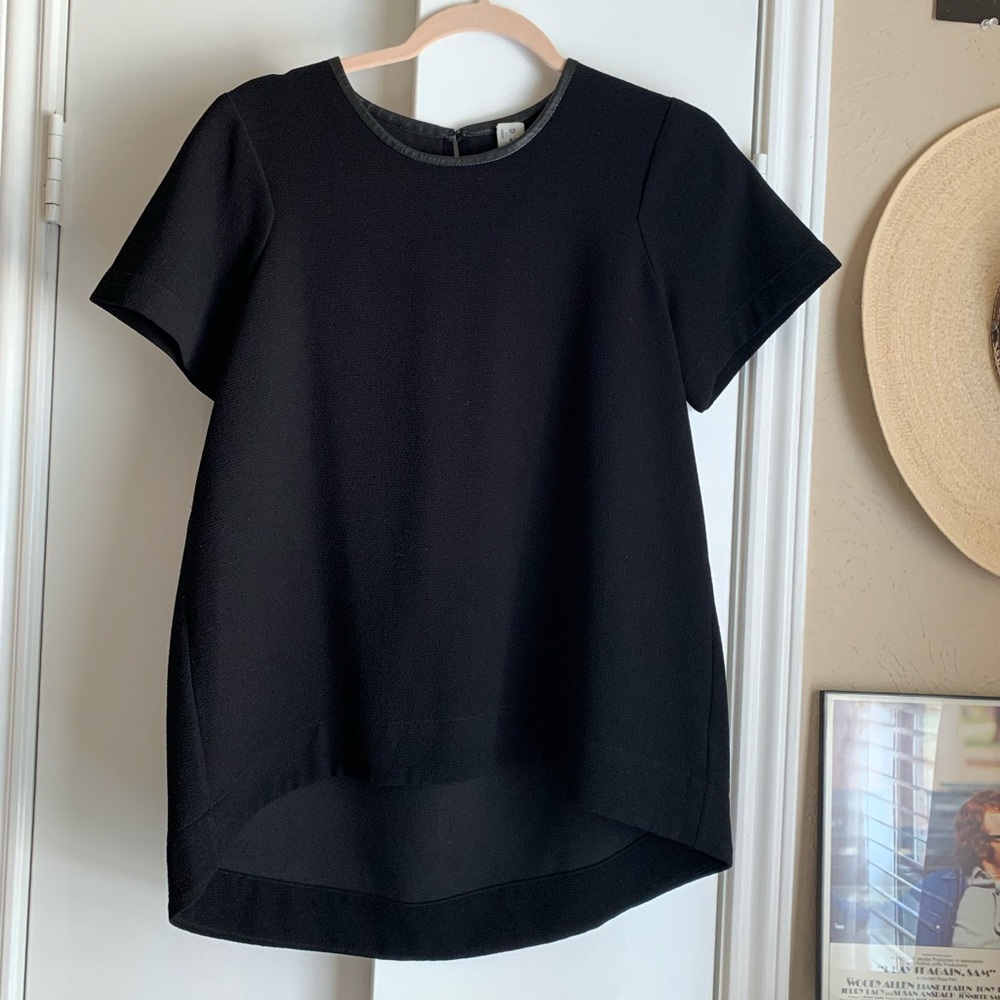 Madewell Black Leather Collar Swing Top